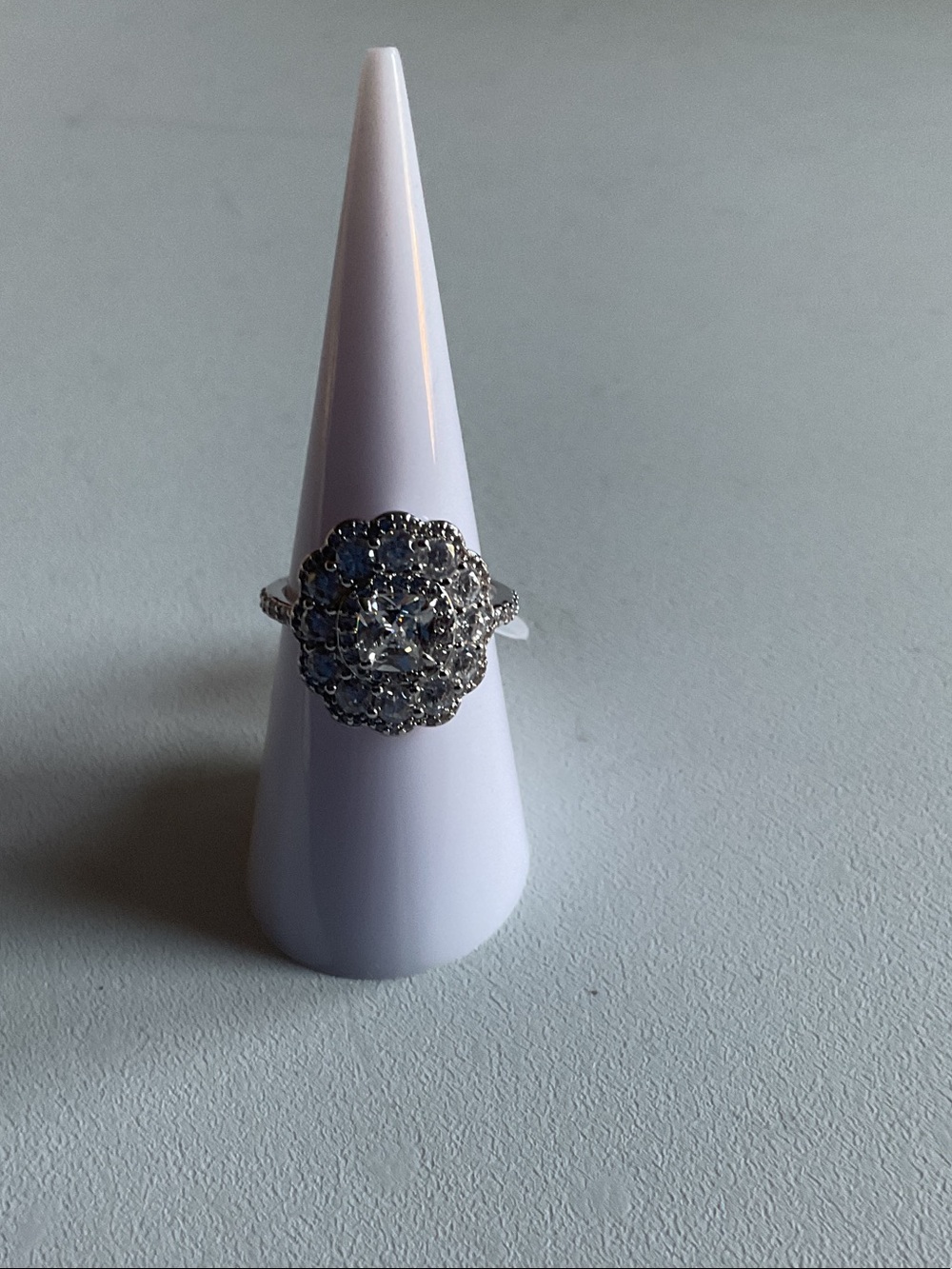 bp Silver-Tone Cluster Ring with Clear Stones